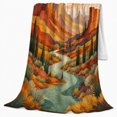thumbnail image 2 of Canyon River Sun Art Cypress Trees Red Rocks, Peaceful Festive Scene, Warm Flannel Blanket for Cabin and Lodge, Art Lovers Thanksgiving Gift, Festive Home Decor, 2 of 9