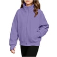 thumbnail image 7 of Fesfesfes Girls Full Zip Stand Collar Fleece Jacket with Pockets and Thumbholes, Casual Solid Color Top for Kids School Daily Wear Ages 5-15 Years, 7 of 7