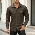 thumbnail image 4 of Cmfcve Button Down Shirts for Men Long Sleeve Solid Office Work Tops Lapel Collar Casual Loose Fit Classic Shirts, 4 of 7