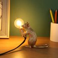 thumbnail image 1 of Lámpara de mesa LED de ratón animal moderno, estatua de resina, decoración de luz de ratones (B US), 1 of 9