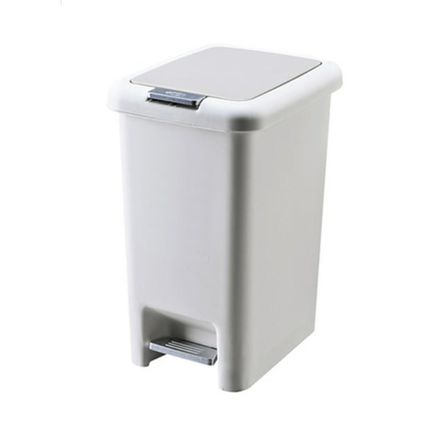 Plastic Trash Can with Lid - Foot Pedal Operated Garbage Bin, Space Saving Slim Design for Bathroom Kitchen Bedroom
