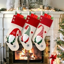 Xuniizn Christmas Stockings Bulk, Assorted Festive Xmas Stockings for Fireplace Mantel Decor, Traditional Holiday Ornaments, Christmas Decorations for Home, Cloth, White