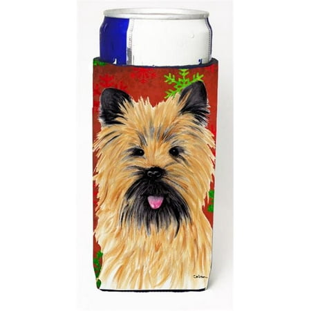 Cairn Terrier Red and Green Snowflakes Holiday Christmas Michelob Ultra s for slim