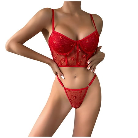 

Simplmasygenix Summer Lingerie for Women Plus Size Open Back Fashion Bikini with Garter Belts Strappy 2-Piece Splicing Set Pajama