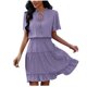 thumbnail image 1 of Vestido de jersey de manga corta con cuello en V liso a la moda de verano para mujer Pompotops ghjkhdj17396, 1 of 7