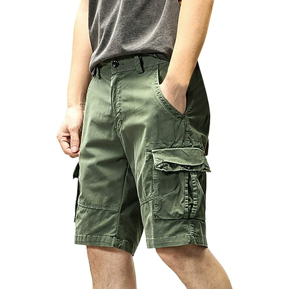 LIIPEE Mens Casual Shorts Summer Comfortable Solid Color Straight Shorts With Pockets Adult Versatile Daily Indoor Outdoor Shorts,Green,28