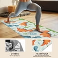 thumbnail image 4 of LightGreen Cartoon Dinosaurs Leaves Pattern Hot Yoga Mat Towel Non Slip for Hot Yoga - Quick-Drying Yoga Mat Cover with 4 Corner Pockets with Travel Bag - Hot Yoga Towel Non Slip 70"x26", 4 of 6