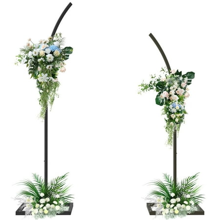Yacona Set of 2 Balloon Arch Kits, 8ft and 6.8ft Metal Half Flower Arch Stand, Wedding Backdrop Frames for Ceremony, Black