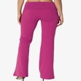 thumbnail image 2 of Pantalon de Yoga Décontracté pour Femmes Grande Taille, Basique, Taille Repliable, Confortable, en Coton Extensible, Coupe Bootcut, 2 of 7