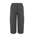 thumbnail image 6 of Huowey Pants for Women Cargo Capris Hiking Pants Summer Casual Drawstring High Waisted Sweatpants Loose Capri Pants with Pockets, 6 of 6