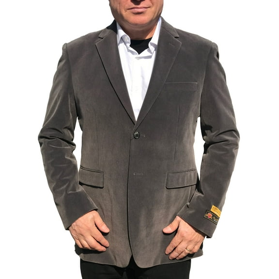 Mens Velvet Casual Blazers Modern Fit Suit Jacket Two Button Business Sport Coat Top Plus Sizes | Yellow Gray Blue Purple Orange Fuchsia