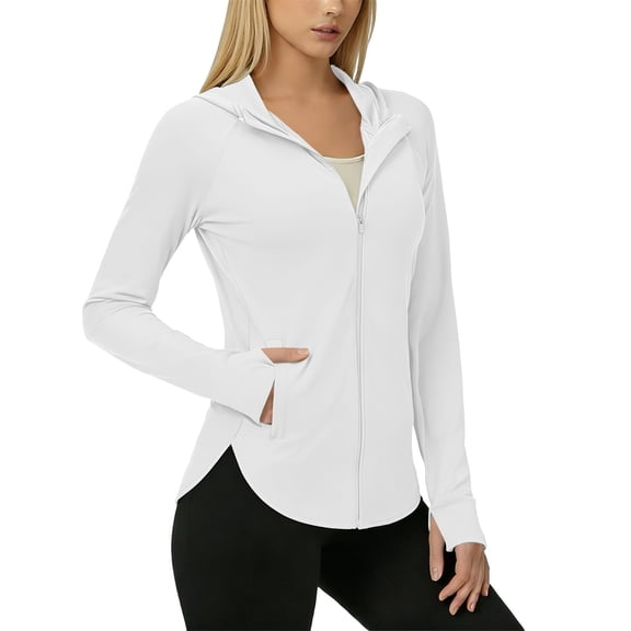 StSilkitty Sun Protection Jacket for Womens Summer Solid Color Full Zip Athletic Hoodie Hiking Running Workout Pullover Tops
