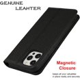 thumbnail image 4 of for iPhone 12/iPhone 12 Pro Wallet Case with RFID Blocking Card Slots Holder and Wrist Strap,Flip Folio Magnetic Closure,Kickstand,Genuine Leather Cover Case for iPhone 12 Pro 6.1",Pure Black, 4 of 7