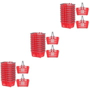 Shopping Basket Toy Mini Plastic Crate Folding Wagon for Kids Desktop Baby Red 36 Pcs