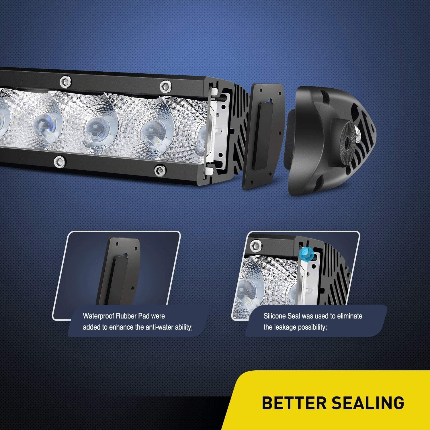Nilight Bar Super Slim 2PCS 7inch 30W Flood Driving Fog 3600LM Single Row off Road led Lights for Jeep-2 Style Mounting Brackets