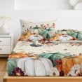 thumbnail image 6 of King Size Fitted Sheet Set - Green Orange Pumpkins Fall 3 Piece Bedding Sets 16" Deep Pocket Fitted Sheet with 2 Pillowcases, Thanksgiving Floral Botanical Brushed Microfiber Hotel Luxury Bed Sheets, 6 of 9