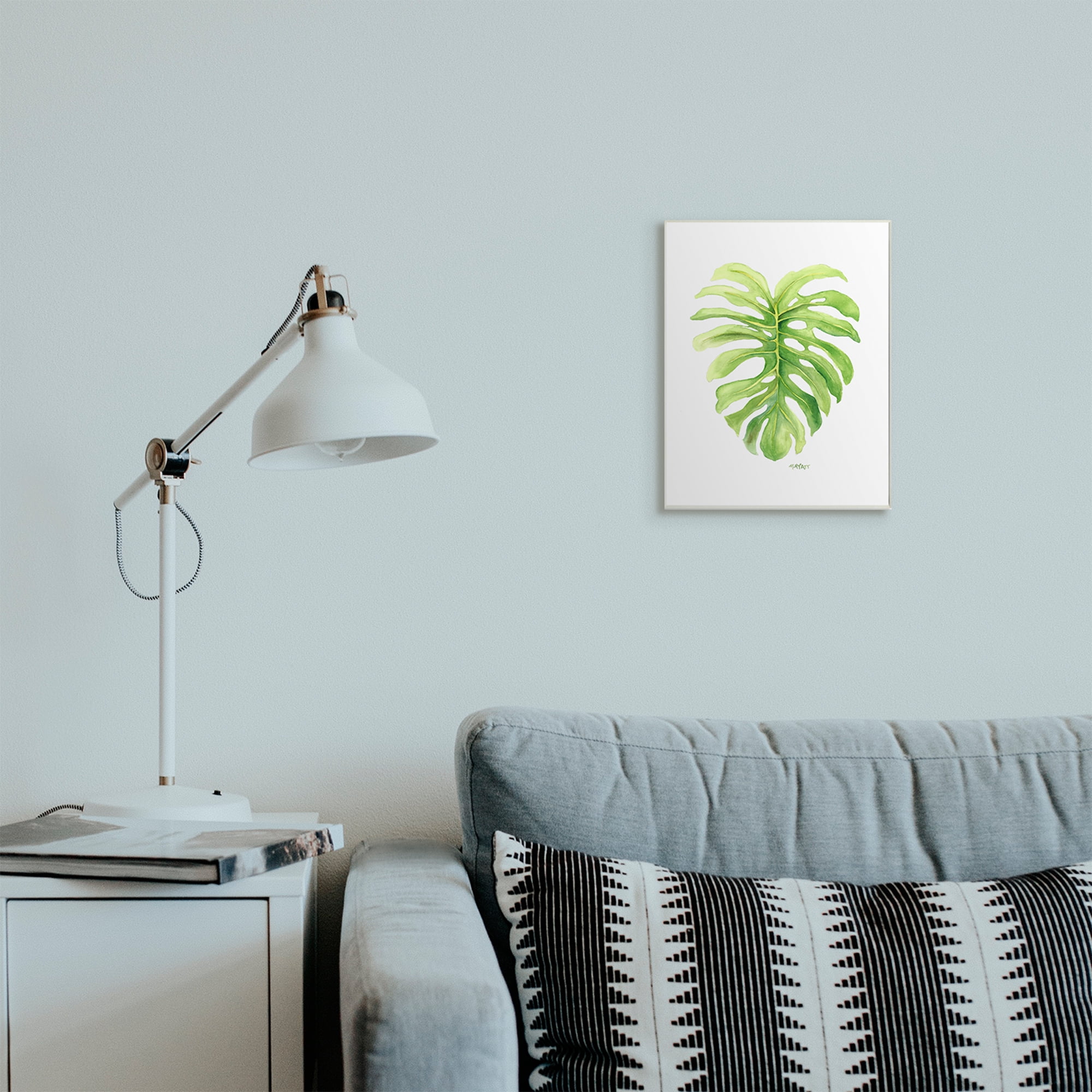 Stupell Industries Monstera Leaf Tropical Plant Over White Wall Plaque, 10 x 15, Design by Melissa Hyatt LLC