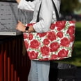 thumbnail image 4 of Wukai Rose Flowers Print Zipper Bag,large Beach Tote Bag,Waterproof Sandproof Bag,Grocery and Picnic Tote Travel Bag, 4 of 5
