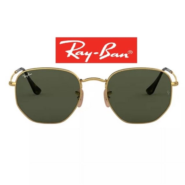 RB-Hip Hop-sunglasses Hexagonal Green Lenses Gold Frame RB3548 Men / Women New