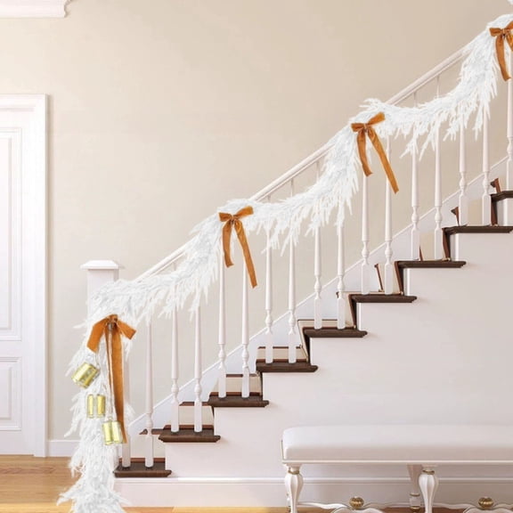 FEOLGEHLY 5.9ft Christmas Garlands, Real Touch Xmas Norfolk Pine Garland, Artificial Faux Greenery Garland for Mantle, Tabletop, Staires, Wall, Holiday Indoor Outdoor Decorations, White