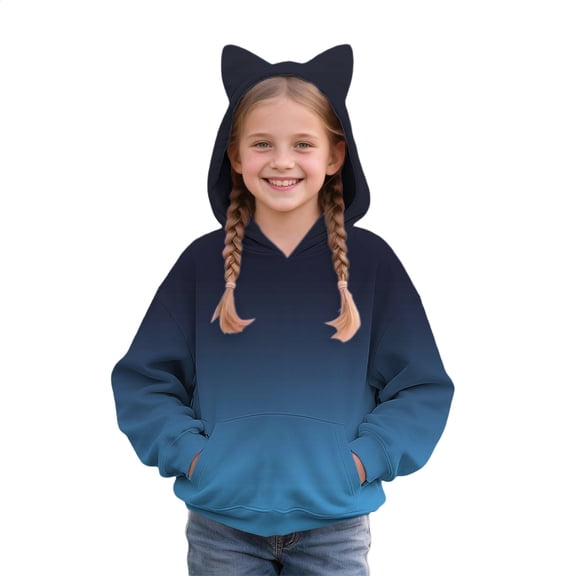 XXWXYD Girls Cat Ear Hoodie Kids Cute Fashion Fleece Hooded Sweatshirt with Pocket Casual Trendy Oversized Long Sleeve Jacket Cute Toddler Girl Hooded Sweatshirt
