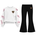 thumbnail image 2 of CYRBOKO Girls Long Sleeve Top and Flared Pants Sets, Casual Pullover 2-Piece Stretchy Kids Outfit Set Black Size 11-12 T, 2 of 8