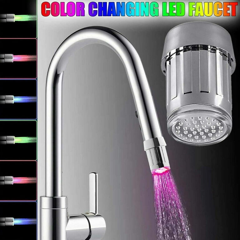 3 Color Led Tap Light Color Changing Faucet Light - 3-Color Temperature ...