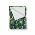 thumbnail image 2 of Orchids Soft Flannel Fleece Throw Blanket, Island Theme Blooms with Palm and Banana Leaf Jungle Rainforest, Cozy Plush for Indoor and Outdoor Use, 50" x 60", Night Blue Fern Green, by Ambesonne, 2 of 6