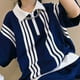 thumbnail image 4 of Jumpingount Traje de algodón a rayas para niños, deportivo, transpirable, colorido, de verano, holgado, lavable, Jersey de viaje, camisa, ropa conjuntos de ropa 140 CM, 4 of 6