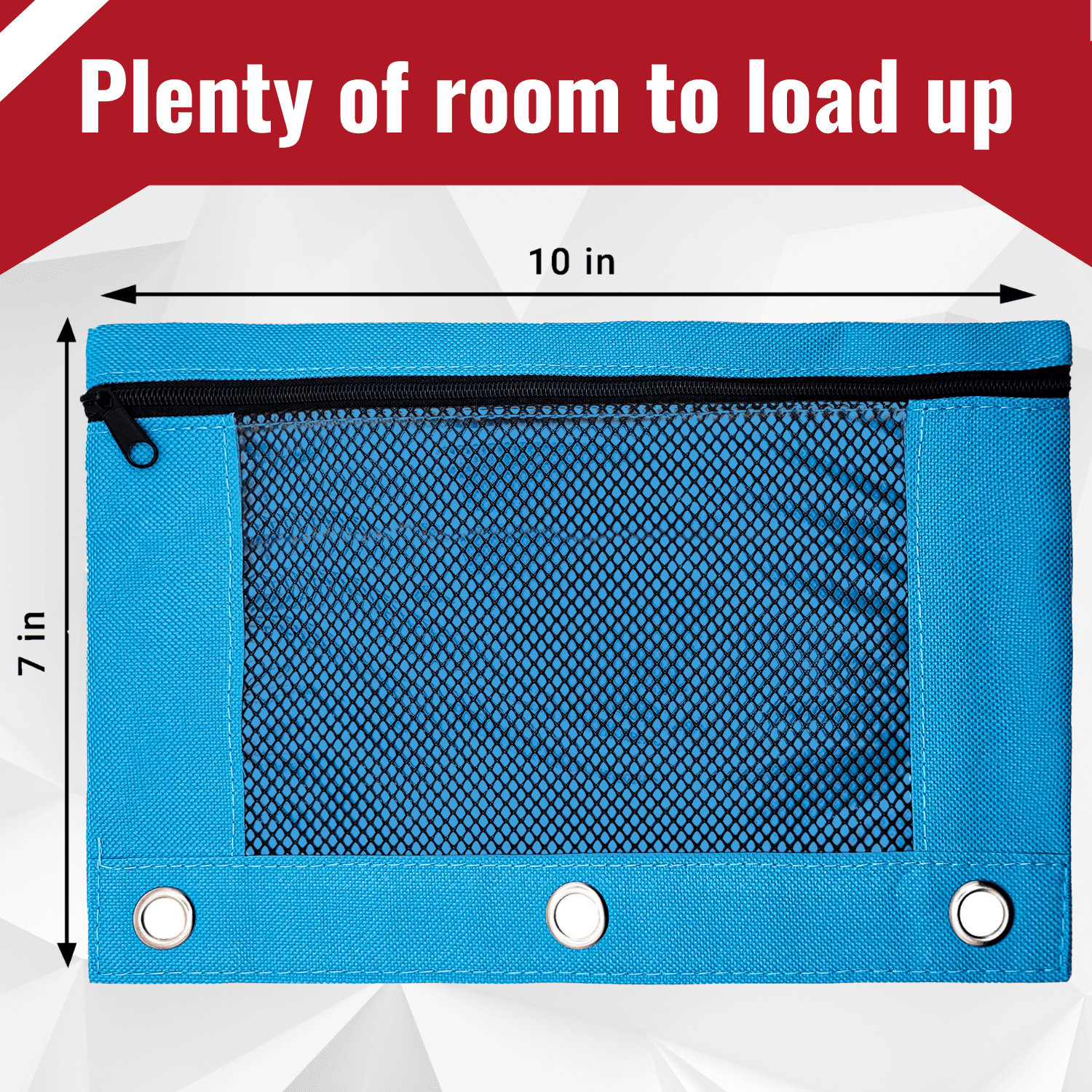 Schoolio Blue Pencil Case for Kids Zipper Pencil Pouch for 3 Ring Binder