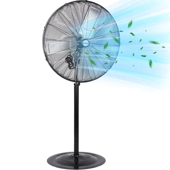 Achazel 30" Oscillating Pedestal Fan, 3 Speeds Industrial Standing Fan with Aluminum Blades Adjustable Height for Commercial Warehouse Garage