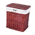 thumbnail image 1 of Cesto para ropa sucia con tapa, cesta para ropa sucia, organizador de juguetes, cesta de mimbre tejida Rojo Marrón, 1 of 9