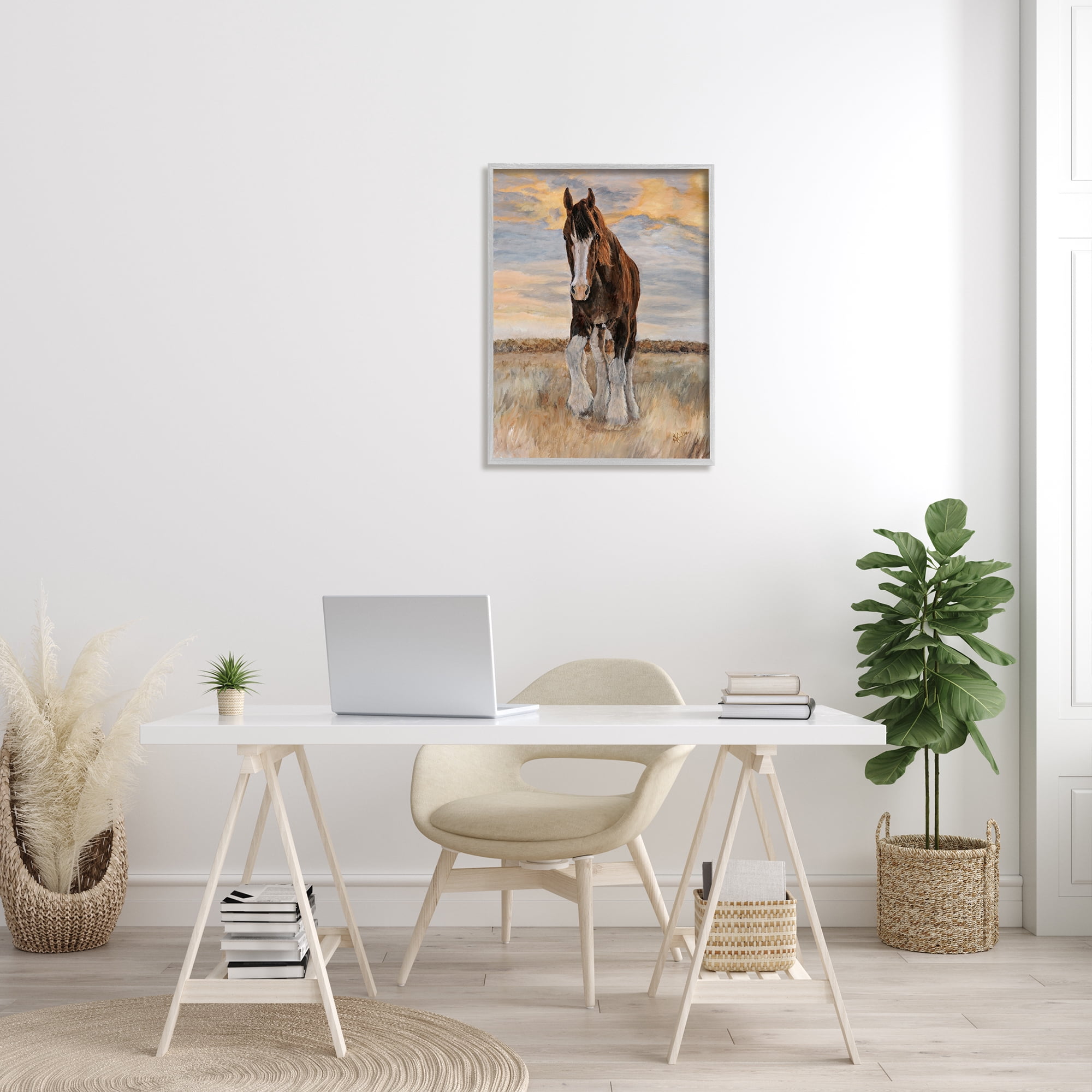 Stupell Colt Horse Farmhouse Animal Animals & Insects Painting Gray Framed Art Print Wall Art