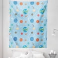 thumbnail image 1 of Space Tapestry, Illustration of Colorful Space Elements Planets Cosmic Galactic Theme, Fabric Wall Hanging Decor for Bedroom Living Room Dorm, 5 Sizes, Pale Blue and Multicolor, by Ambesonne, 1 of 1