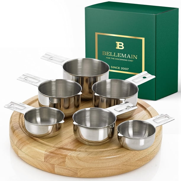 Bellemain One Piece Acero Inoxidable - Tazas medidoras encajables para Cocina para panaderos Secos - Taza medidora de ml y oz para Metal líquido Juego de 6