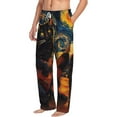 thumbnail image 5 of Cauagu Starry Night Cat Guitarist Mens Pajama Pants Sleep & Lounge Pants,PJ Bottoms with Pockets-Medium, 5 of 7
