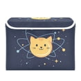 thumbnail image 7 of Yayeee Collapsible Storage Bin with Lid Fabric Closet Decorative Basket with Handles, Orange Cat Planet, 7 of 7