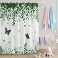thumbnail image 2 of Shower Curtain Butterfly Leaf Shower Curtains for Bathroom Decor, Waterproof Polyester Shower Curtain Set with Hooks, Small Stall Size 36" x 72" Green Plant Silhouette, 2 of 9