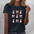 thumbnail image 2 of Tops de Cuello Redondo para las Mujeres Impreso Manga Corta Suéter Camiseta de Imitación Rack, Top Casual de Moda para el Hogar Diario Y el Trabajo, 2 of 4