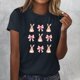 thumbnail image 3 of Tops de Cuello Redondo para las Mujeres Impreso Manga Corta Suéter Camiseta de Imitación Rack, Top Casual de Moda para el Hogar Diario Y el Trabajo, 3 of 4