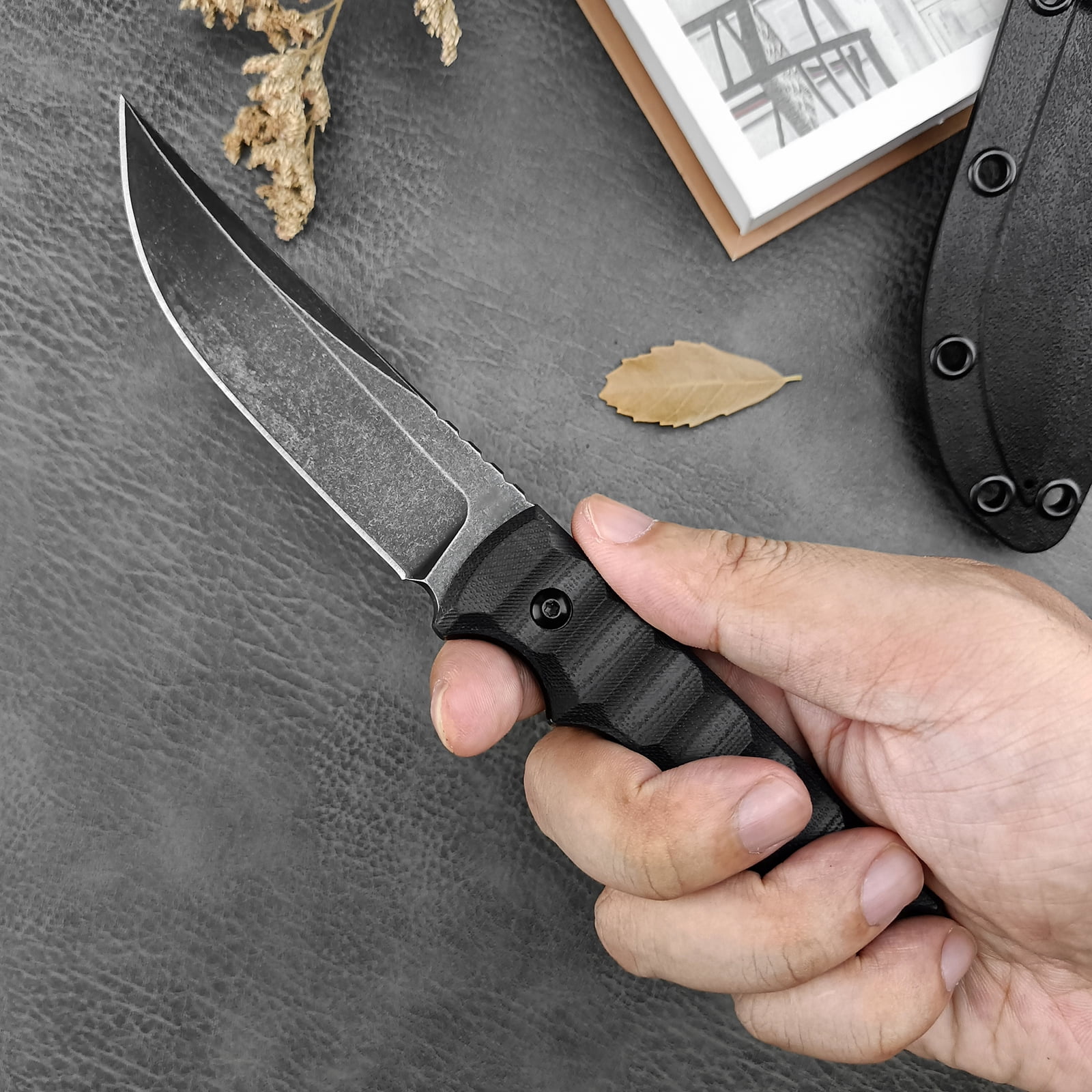 8" Outdoor Camping Hunting Survival Fixed Blade Fishing Knife with Kydex Sheath
