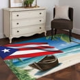thumbnail image 3 of 3'x5' Rug for Living Room Bedroom, Puerto Rico Flag Sea Washable Area Rugs Non-Slip Carpet Mats, Beach Palm Trees Boat Nautical Indoor Low Pile Area Rug Runner for Kitchen, Mudroom, 3 of 8