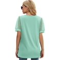 thumbnail image 3 of TEMOFON Womens Tops Short Sleeve Tops Summer T Shirt Casual V Neck Loose Puff Sleeve Shirts Tees Lightgreen XL, 3 of 4