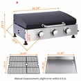 thumbnail image 6 of Portable 3-Burner Propane Gas Flat Top Grill with Stainless Steel Pan & Cast Iron Grates, 30,000 BTU High-Output Tabletop Griddle with Heat-Resistant Lid for Outdoor Barbecue & Tailgating, 6 of 6