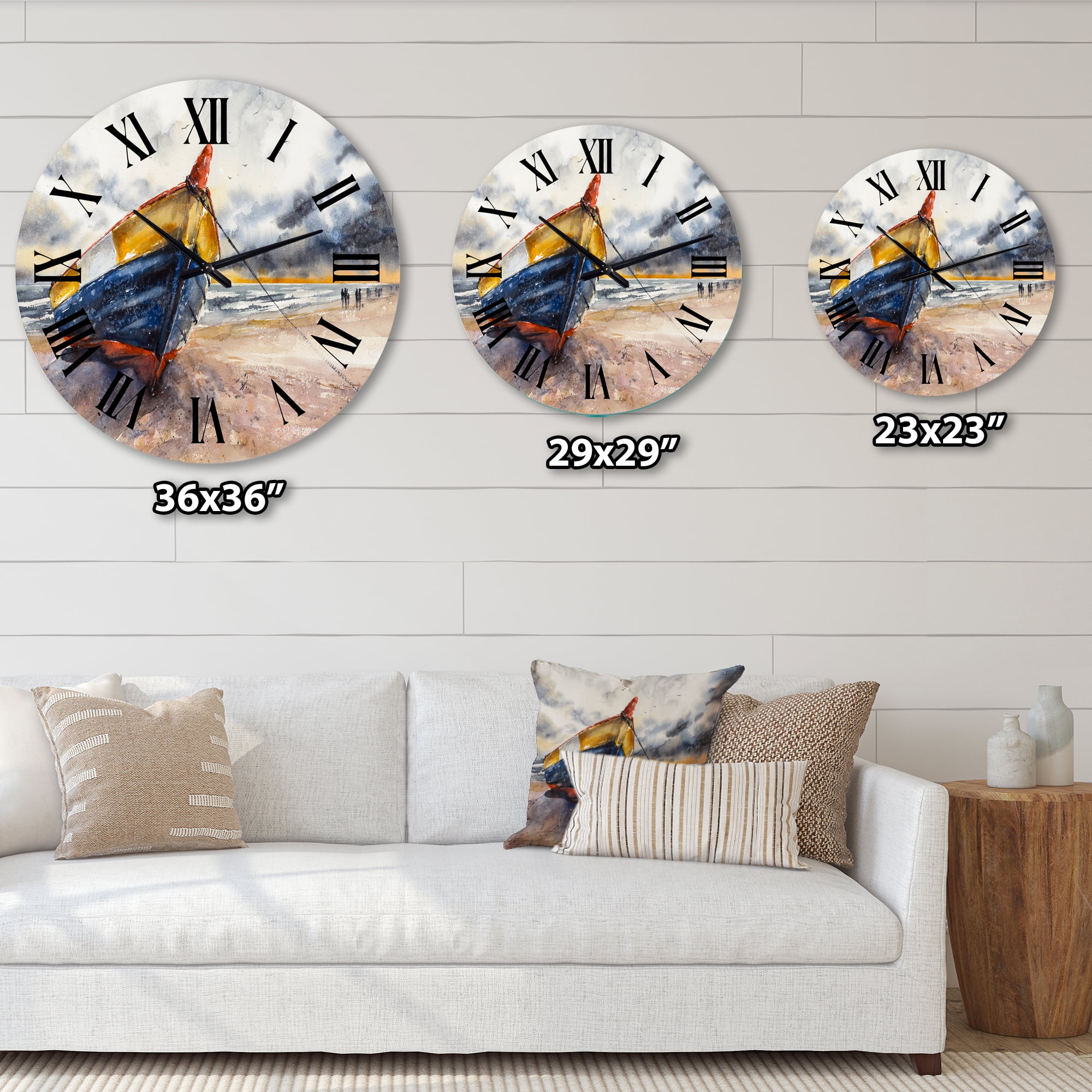 Designart 1 in Quartz Coastal Wall Clock