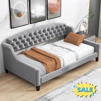 Tcbosik Upholstered Daybed Twin Size, Velvet Sofa Bed for Small Space, Guest Room, Bedroom, Gray