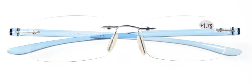 Frameless Reader Eyeglasses for Men Reading with Grey Arms Eyekepper Small Lenes Rimless Reading Glasses Women 4.00 