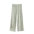thumbnail image 2 of Sunvit-Panties Pajamas Womens Green Striped Plus Size Sleep Pants - Soft Nylon Spandex Wide Leg, Elastic Waist with Pockets, Skin-Friendly, XL to XXXXL for Womens Lounging,Size 3XL, 2 of 5