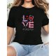 thumbnail image 1 of Camiseta de algodón puro con cuello redondo y estampado de amor creativo para San Valentín, para mujer, talla grande, informal, cómoda, para uso diario y para deportes de ocio., 1 of 6