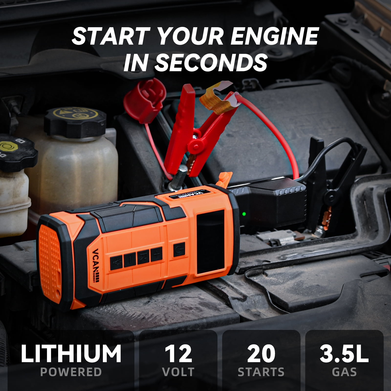 VCANENERGY 125-Piece Roadside Emergency Kit with Jump Starter & Air Compressor, 12V Portable Battery Booster and Tire Inflator for Cars, Trucks, SUVs